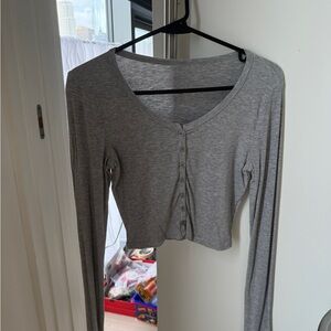 Classic Gray Women's Button-Up Top